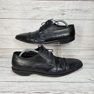 Broletto Black Italian Leather Cap Toe Oxford Lace Up Dress Shoes Men 10M Italy
